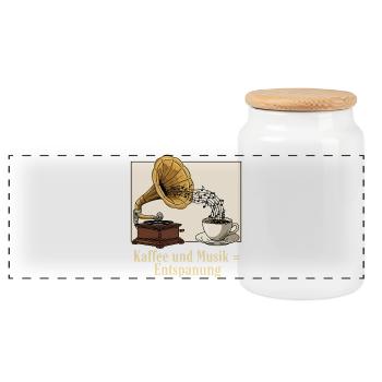 Coffee and music = relaxation - Panoramic Cookie Jar with Wooden Lid - white - Front