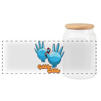 Tentes Chicken Swede avec de magnifiques motifs de poulet - Boîte à biscuits avec couvercle en bois - blanc - Devant