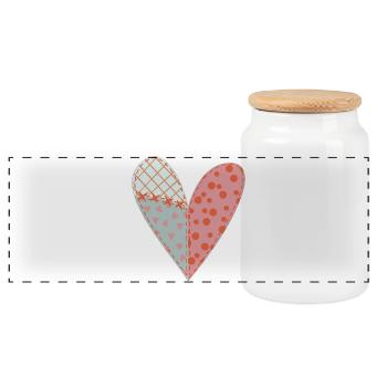 Patchwork Herz Nr. 11 - Panorama Keksdose mit Holzdeckel - Weiß - Vorne