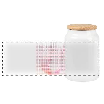 Floral gradient with lettering - Panoramic Cookie Jar with Wooden Lid - white - Front