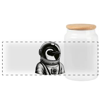 Proud Penguin Astronaut Space Galaxy Hero - Panoramic Cookie Jar with Wooden Lid - white - Front