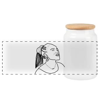 Afrikanische Königin - Panorama Keksdose mit Holzdeckel - Weiß - Vorne