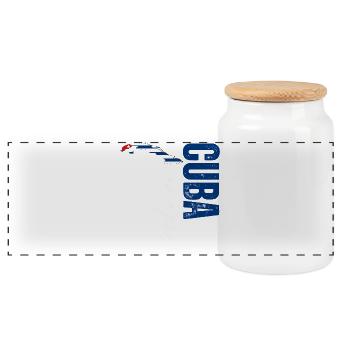 Fabriqué à Cuba, design vertical - Boîte à biscuits avec couvercle en bois - blanc - Devant