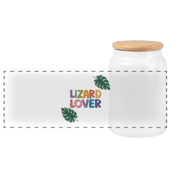 Lizard Lover Pop Art - Boîte à biscuits avec couvercle en bois - blanc - Devant
