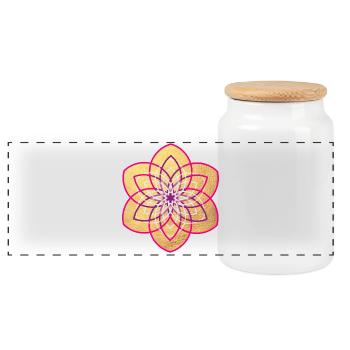 Yoga Fleur d’Or Fleur Soleil Mandala Méditation om - Boîte à biscuits avec couvercle en bois - blanc - Devant
