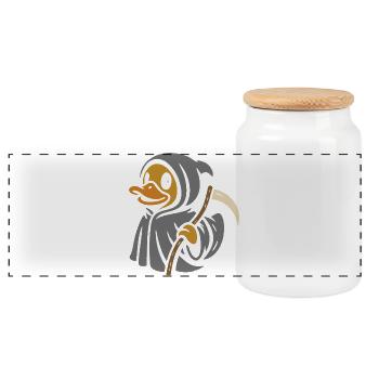 Grim Reaper Rubber Duck Motif - Panoramic Cookie Jar with Wooden Lid - white - Front