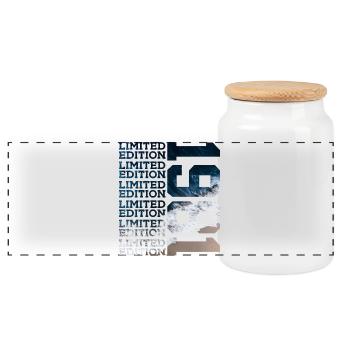 ÉDITION LIMITÉE 1981 45 ANS 45 ANS - Boîte à biscuits avec couvercle en bois - blanc - Devant