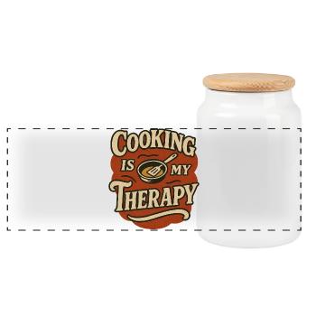 La cuisine est ma thérapie Design rétro - Boîte à biscuits avec couvercle en bois - blanc - Devant