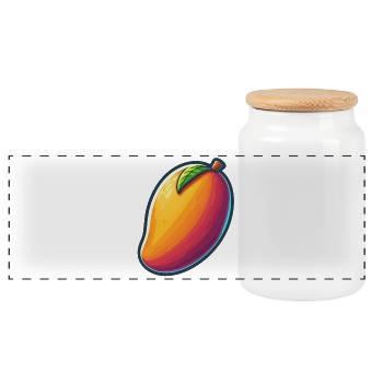 Design Mango Lebendig Abstrakt - Panorama Keksdose mit Holzdeckel - Weiß - Vorne