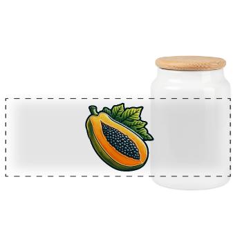 Bunt illustrierte Papaya für Kleidung - Panorama Keksdose mit Holzdeckel - Weiß - Vorne