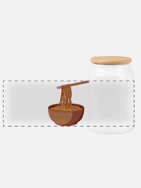 Minimalistische Nudelschale - Panorama Keksdose mit Holzdeckel - Weiß
