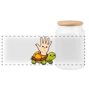 conception de dessin animé de tortue pour gaucher ludique - Boîte à biscuits avec couvercle en bois - blanc - Devant