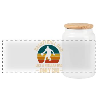 Basketball papa rétro lever de soleil design - Boîte à biscuits avec couvercle en bois - blanc - Devant