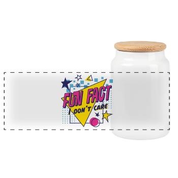 Fun Fact I Don't Care 80er Retro Ironisch - Panorama Keksdose mit Holzdeckel - Weiß - Vorne