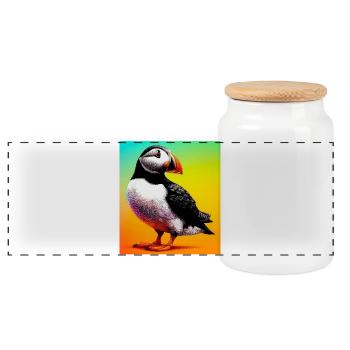 macareux - Boîte à biscuits avec couvercle en bois - blanc - Devant