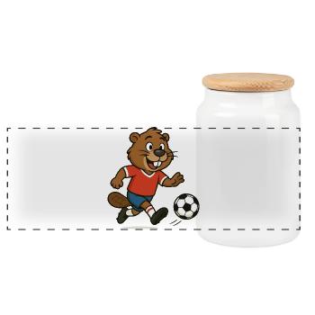biber-fussball - Panorama Keksdose mit Holzdeckel - Weiß - Vorne