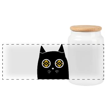Kryptische Katze Digitale Illustration - Panorama Keksdose mit Holzdeckel - Weiß - Vorne
