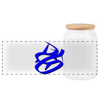 Dynamic Blue Graffiti Design - Panoramic Cookie Jar with Wooden Lid - white - Front