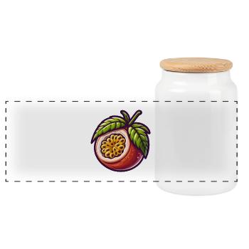 Passion Fruit Illustriert Hell - Panorama Keksdose mit Holzdeckel - Weiß - Vorne