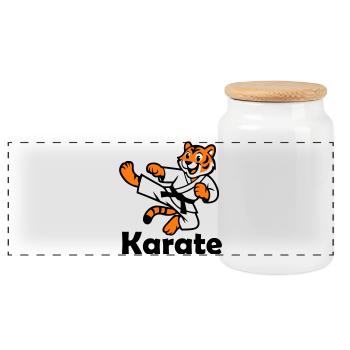 Karaté Tigre - Boîte à biscuits avec couvercle en bois - blanc - Devant