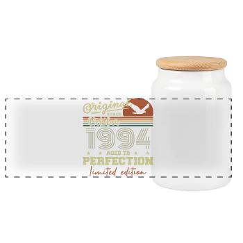 1994 October 1994 Birthday October 1994 - Panoramic Cookie Jar with Wooden Lid - white - Front
