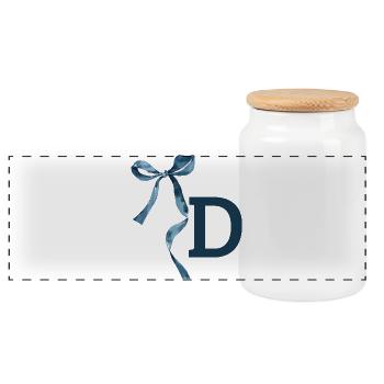 Monogramm Geschenkidee - Panorama Keksdose mit Holzdeckel - Weiß - Vorne
