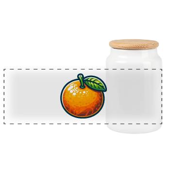 Natürliche Orangenillustration - Panorama Keksdose mit Holzdeckel - Weiß - Vorne