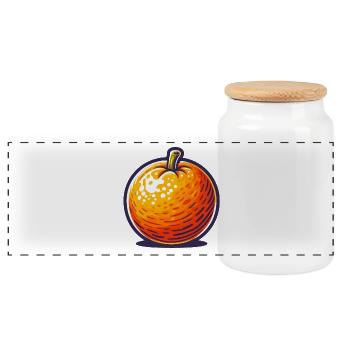 Pop Art Tangerine - Panoramic Cookie Jar with Wooden Lid - white - Front