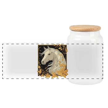Pferd Herbst - Panorama Keksdose mit Holzdeckel - Weiß - Vorne