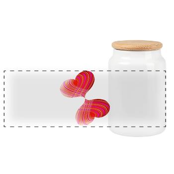 Hearts in Love | Couple | Love | Gift - Panoramic Cookie Jar with Wooden Lid - white - Front