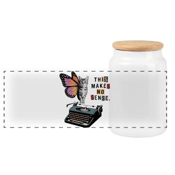 Chat papillon Chaos - Boîte à biscuits avec couvercle en bois - blanc - Devant