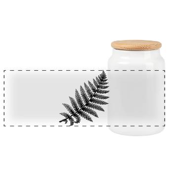 Black Abstract Floral Illustration - Panoramic Cookie Jar with Wooden Lid - white - Front