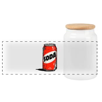 Red Soda Can - Panoramic Cookie Jar with Wooden Lid - white - Front
