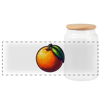 Modern Orange Illustration - Panoramic Cookie Jar with Wooden Lid - white - Front