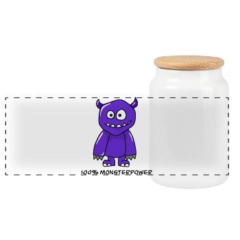 100% Monsterpower - Panorama Keksdose mit Holzdeckel - Weiß - Vorne