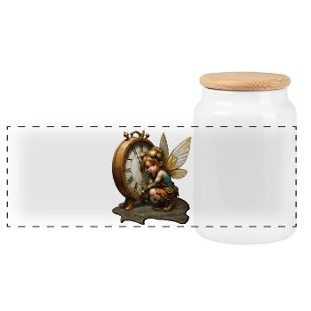 Fée Steampunk avec horloge antique - Boîte à biscuits avec couvercle en bois - blanc - Devant