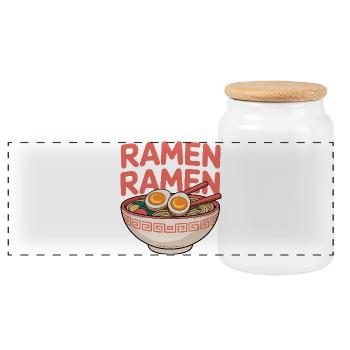 Ramen Bowl Food Lover - Panorama Keksdose mit Holzdeckel - Weiß - Vorne
