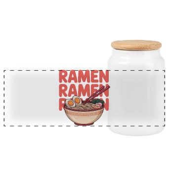 Ramen Noodle Bowl Food Lover - Panoramic Cookie Jar with Wooden Lid - white - Front