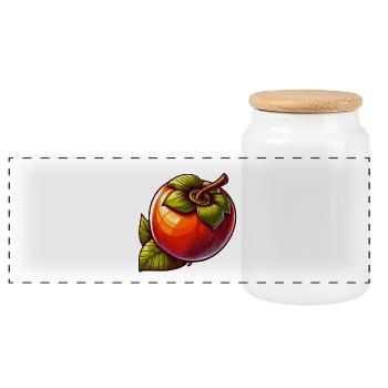 Fruit Kaki Vintage Esprit Botanique - Boîte à biscuits avec couvercle en bois - blanc - Devant