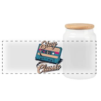 Kassettenband Stay Klassische Illustration - Panorama Keksdose mit Holzdeckel - Weiß - Vorne