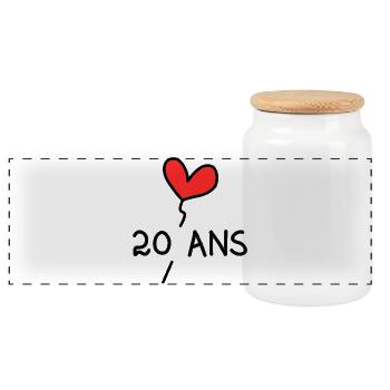 20. 20th ANNIVERSARY. 20 YEARS ANNIVERSARY. 20 YEARS. - Panoramic Cookie Jar with Wooden Lid - white - Front