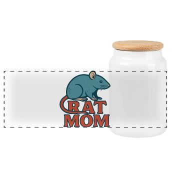 Humorous Rat Mom Graphic T-Shirt - Panoramic Cookie Jar with Wooden Lid - white - Front