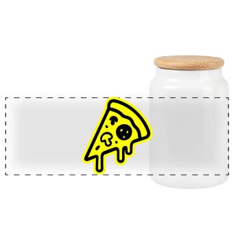 Icône de la pizza - Boîte à biscuits avec couvercle en bois - blanc - Devant