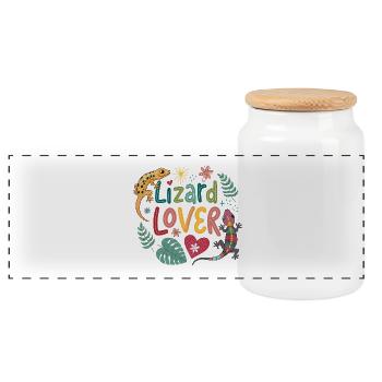 Lizard Lover Illustration - Boîte à biscuits avec couvercle en bois - blanc - Devant
