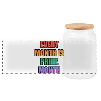 Every Month is Pride Month LGBTQ Slogan - Panoramic Cookie Jar with Wooden Lid - white - Front