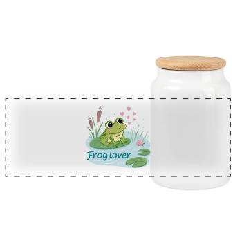 Grenouille Gourmande Amour - Boîte à biscuits avec couvercle en bois - blanc - Devant