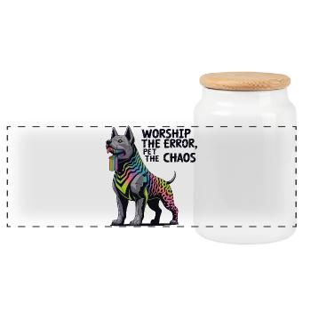 Neon Abyssal Hund Illustration - Panorama Keksdose mit Holzdeckel - Weiß - Vorne