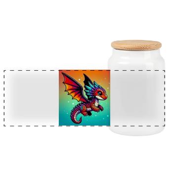 dragon - Boîte à biscuits avec couvercle en bois - blanc - Devant