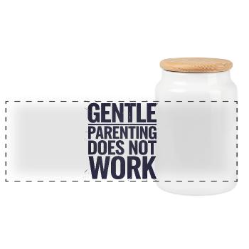 Citation sur la parentalité douce et non le travail, design familial - Boîte à biscuits avec couvercle en bois - blanc - Devant