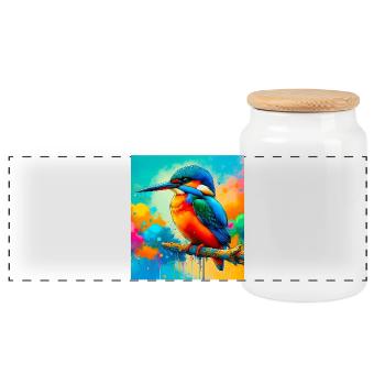 martin-pêcheur - Boîte à biscuits avec couvercle en bois - blanc - Devant